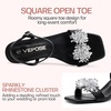 image:imageVepose Womens Kitten Heels Sparkly Rhinestone Cluster Ankle Strap Sandals Comfortable Approx 3 Inch Low Heel Open Square Toe Dressy Prom Wedding Party Shoes 6119Black