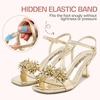 image:imageVepose Womens Kitten Heels Sparkly Rhinestone Cluster Ankle Strap Sandals Comfortable Approx 3 Inch Low Heel Open Square Toe Dressy Prom Wedding Party Shoes 6119Gold