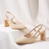 image:imageVepose Womens Mesh Raffia Slingback Pumps  Approx 3 Inch Chunky Block Heel Comfortable Soft Square Closed Toe Dress Shoes for Business Casual Office Work WeddingNude Pu