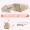 image:imageVepose Womens Mesh Raffia Slingback Pumps  Approx 3 Inch Chunky Block Heel Comfortable Soft Square Closed Toe Dress Shoes for Business Casual Office Work WeddingNude Suede