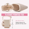 image:imageVepose Womens Mesh Woven Raffia Pointed Toe Pumps Ankle Strap Closed Toe  Approx 3 Inch Slim Block Heels Dressy Business Casual Office Wedding Shoes 6107Nude
