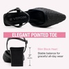 image:imageVepose Womens Mesh Woven Raffia Pointed Toe Pumps Ankle Strap Closed Toe  Approx 3 Inch Slim Block Heels Dressy Business Casual Office Wedding Shoes 6107Black
