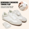 image:imageVepose Womens Retro GAT Sneakers Suede Raffia Fashion Trainers Removable Flap Square Toe Memory Foam Non Slip Casual Everyday Walking Tennis Shoes Travel 8203White Grey