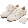 image:imageVepose Womens Retro GAT Sneakers Suede Raffia Fashion Trainers Removable Flap Square Toe Memory Foam Non Slip Casual Everyday Walking Tennis Shoes Travel 8203Beige01
