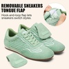 image:imageVepose Womens Retro GAT Sneakers Suede Raffia Fashion Trainers Removable Flap Square Toe Memory Foam Non Slip Casual Everyday Walking Tennis Shoes Travel 8203Green