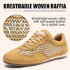 image:imageVepose Womens Retro GAT Sneakers Suede Raffia Fashion Trainers Removable Flap Square Toe Memory Foam Non Slip Casual Everyday Walking Tennis Shoes Travel 8203Brown