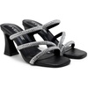 image:imageVepose Womens Rhinestone Strappy Heeled Sandals 35 Inch Chunky Block Flared Heels Slip On Square Open Toe  Comfortable Prom Wedding Guest Dressy Shoes 6125Black Spakly