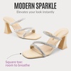 image:imageVepose Womens Rhinestone Strappy Heeled Sandals 35 Inch Chunky Block Flared Heels Slip On Square Open Toe  Comfortable Prom Wedding Guest Dressy Shoes 6125Nude