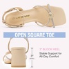 image:imageVepose Womens Rhinestone Strappy Heeled Sandals Square Open Toe  Approx 3 Inch Slim Block Heels Dressy Wedding Guest Prom Bridal Evening Shoes 6116Nude