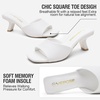 image:imageVepose Womens Single Band Heeled Sandals Slip On Square Open Toe Mules  Approx 3 Inch Rectangular Slim Block Heels Dressy Wedding Guest Prom Business Casual 6105 ShoesWhite