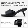 image:imageVepose Womens Single Band Heeled Sandals Slip On Square Open Toe Mules  Approx 3 Inch Rectangular Slim Block Heels Dressy Wedding Guest Prom Business Casual 6105 ShoesBlack