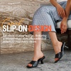image:imageVepose Womens Single Band Heeled Sandals Slip On Square Open Toe Mules  Approx 3 Inch Rectangular Slim Block Heels Dressy Wedding Guest Prom Business Casual 6105 ShoesBlack