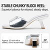 image:imageVepose Womens Single Band Heeled Sandals Slip On Square Open Toe Mules  Approx 3 Inch Rectangular Slim Block Heels Dressy Wedding Guest Prom Business Casual 6105 ShoesSilver
