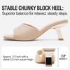 image:imageVepose Womens Single Band Heeled Sandals Slip On Square Open Toe Mules  Approx 3 Inch Rectangular Slim Block Heels Dressy Wedding Guest Prom Business Casual 6105 ShoesNude