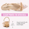 image:imageVepose Womens Slingback Kitten Heels Approx 3 Inch Pointed Toe Elegant Floral Mesh Bow Pumps  Comfortable Dress Shoes for Wedding Office Guest Prom Evening Party 6126Nude