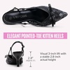 image:imageVepose Womens Slingback Kitten Heels Approx 3 Inch Pointed Toe Elegant Floral Mesh Bow Pumps  Comfortable Dress Shoes for Wedding Office Guest Prom Evening Party 6126Black