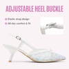 image:imageVepose Womens Slingback Kitten Heels Approx 3 Inch Pointed Toe Elegant Floral Mesh Bow Pumps  Comfortable Dress Shoes for Wedding Office Guest Prom Evening Party 6126White