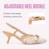 image:imageVepose Womens Slingback Kitten Heels Approx 3 Inch Pointed Toe Elegant Floral Mesh Bow Pumps  Comfortable Dress Shoes for Wedding Office Guest Prom Evening Party 6126Nude