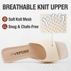 image:imageVepose Womens Slip On Heeled Sandals Approx 3 Inch Slim Block Heel Square Open Toe Knit Mesh Woven Mules  Comfortable Dressy Shoes for Wedding Guest 6108Nude