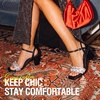 image:imageVepose Womens Sparkly Band Heeled Sandals Rhinestone Square Open Toe  Approx 3 Inch Chunky Block Heels for Wedding Guest Prom Graduation Evening Daily Wear 6123 Heels for WomenBlack