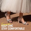 image:imageVepose Womens Sparkly Band Heeled Sandals Rhinestone Square Open Toe  Approx 3 Inch Chunky Block Heels for Wedding Guest Prom Graduation Evening Daily Wear 6123 Heels for WomenSilver
