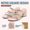 image:imageVepose Womens Sparkly Chunky Block Heels  Comfortable Square Toe Slip On Rhinestone Strappy 3 Inch Shoes for Wedding Prom Formal Dressy Casual Daily Wear 6122Pink