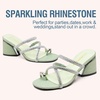 image:imageVepose Womens Sparkly Chunky Block Heels  Comfortable Square Toe Slip On Rhinestone Strappy 3 Inch Shoes for Wedding Prom Formal Dressy Casual Daily Wear 6122Green
