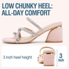 image:imageVepose Womens Sparkly Chunky Block Heels  Comfortable Square Toe Slip On Rhinestone Strappy 3 Inch Shoes for Wedding Prom Formal Dressy Casual Daily Wear 6122Pink