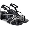 image:imageVepose Womens Strappy Heeled Sandals Rhinestone Square Open Toe Bridal Shoes 28 Inch Small Chunky Block Heels Ankle Strap Dressy Sandals for Daily Wear Prom Wedding 6117Black Pu