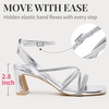image:imageVepose Womens Strappy Heeled Sandals Rhinestone Square Open Toe Bridal Shoes 28 Inch Small Chunky Block Heels Ankle Strap Dressy Sandals for Daily Wear Prom Wedding 6117Silver