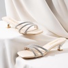 image:imageVepose Womens Strappy Kitten Heels 2 Inch Low Flared Heel Sparkly Rhinestone Square Open Toe Mules  Comfortable Dressy Wedding Party Prom Shoes 6100Beige