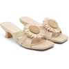 image:imageVepose Womens Woven Raffia Boho Floral Kitten Heeled Sandals 2 Inch Flared Low Heel Slip On Mules Square Open Toe Dressy Shoes for Wedding Guest Casual Travel 6101Beige