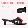 image:imageVepose Womens Woven Raffia Boho Floral Kitten Heeled Sandals 2 Inch Flared Low Heel Slip On Mules Square Open Toe Dressy Shoes for Wedding Guest Casual Travel 6101Black