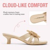 image:imageVepose Womens Woven Raffia Boho Floral Kitten Heeled Sandals 2 Inch Flared Low Heel Slip On Mules Square Open Toe Dressy Shoes for Wedding Guest Casual Travel 6101Nude