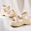 image:imageVepose Womens Woven Raffia Platform Wedge Sandals  3 Inch Chunky Espadrille Heels Strappy Slingback Open Square Toe Shoes for Casual Dressy Summer Vacation amp Wedding 8803Nudeespadrilles Sandals 01