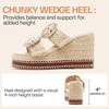 image:imageVepose Womens Woven Raffia Platform Wedge Sandals  Approx 4 Inch Espadrille Heels Square Open Toe Dressy Rhinestone Double Buckle Slipon Shoes for Casual Vacation Wedding 8802Nude