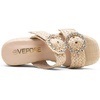 image:imageVepose Womens Woven Raffia Platform Wedge Sandals  Approx 4 Inch Espadrille Heels Square Open Toe Dressy Rhinestone Double Buckle Slipon Shoes for Casual Vacation Wedding 8802Natural Raffia