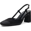 image:imageVepose Womens Mesh Raffia Slingback Pumps  Approx 3 Inch Chunky Block Heel Comfortable Soft Square Closed Toe Dress Shoes for Business Casual Office Work WeddingBlack Suede