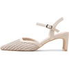 image:imageVepose Womens Mesh Woven Raffia Pointed Toe Pumps Ankle Strap Closed Toe  Approx 3 Inch Slim Block Heels Dressy Business Casual Office Wedding Shoes 6107Beige
