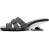 image:imageVepose Womens Rhinestone Heeled Sandals  Approx 2 Inch Low Chunky Heel Slip On 6109 Mules Square Open Toe Dressy Double Band Slides for Wedding Party Daily WearBlack