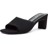 image:imageVepose Womens Slip On Heeled Sandals Approx 3 Inch Slim Block Heel Square Open Toe Knit Mesh Woven Mules  Comfortable Dressy Shoes for Wedding Guest 6108Black