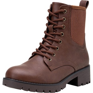 image:imageVepose Womens 916 Ankle Boots Combat Lace up Short Booties with Inside ZipperCognac