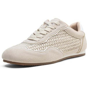 image:imageVepose Womens Retro GAT Sneakers Suede Raffia Fashion Trainers Removable Flap Square Toe Memory Foam Non Slip Casual Everyday Walking Tennis Shoes Travel 8203Beige