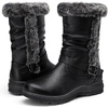 image:imageVepose Womens Winter Boots Mid Calf Warm Fuzzy Shoes960 Black Pu