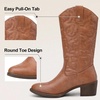 image:imageVepose Womens Cowboy Boots 9801 Western Cowgirl Round Toe Mid Calf Boots for WomenVintage Cowboy9801brown