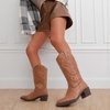 image:imageVepose Womens Cowboy Boots 9801 Western Cowgirl Round Toe Mid Calf Boots for WomenVintage Cowboy9801brown