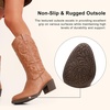 image:imageVepose Womens Cowboy Boots 9801 Western Cowgirl Round Toe Mid Calf Boots for WomenVintage Cowboy9801brown
