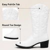 image:imageVepose Womens Cowboy Boots 9801 Western Cowgirl Round Toe Mid Calf Boots for WomenVintage Cowboy9801white