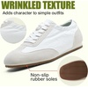 image:imageVepose Womens Retro GAT Casual SneakersBoho Lightweight Square Toe Suede TrainersRemovable Pom PomComfy Memory Foam Cute Everyday Commute Travel Shoes 8200White Greysneaker 8200