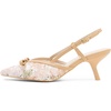 image:imageVepose Womens Slingback Kitten Heels Approx 3 Inch Pointed Toe Elegant Floral Mesh Bow Pumps  Comfortable Dress Shoes for Wedding Office Guest Prom Evening Party 6126Nude Pu